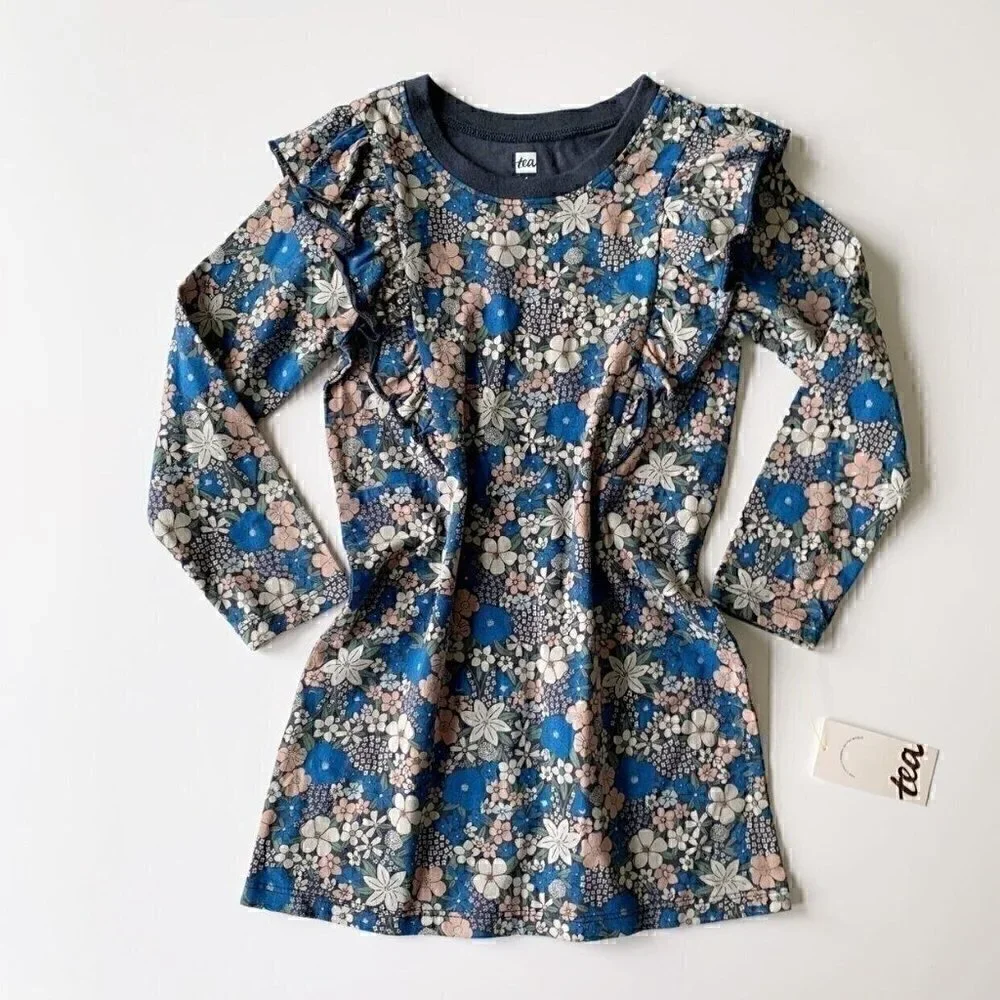 NWT Tea Collection Girl Floral Ruffle Dress 2T 12 Years 14 years